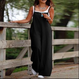 Casual Linen Wide-Leg Overalls for Women