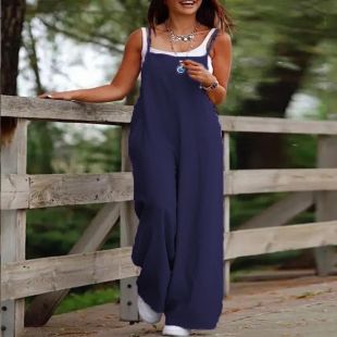 Linen Wide-Leg Overalls for Women