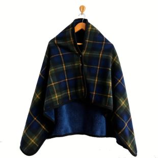 Deluxe Buttoned Plaid Fleece Wrap for Women