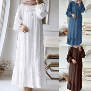 Long Dress Bubble Sleeves for Women