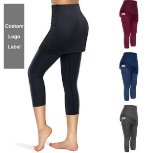 Skirted Sports Leggings with Pockets for Women