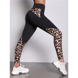 بنطلون ليجن رياضي مطبوع بخصر عالي للسيدات