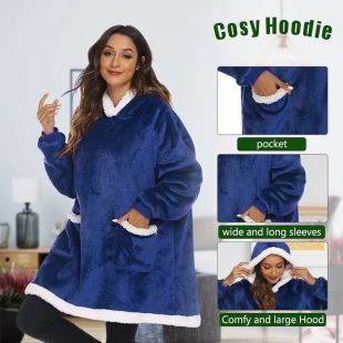 معطف بطانية دافئة بغطاء رأس كبير للسيدات