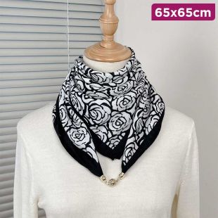 Polyester Flower Design Scarf for Women 65 x 65 cm