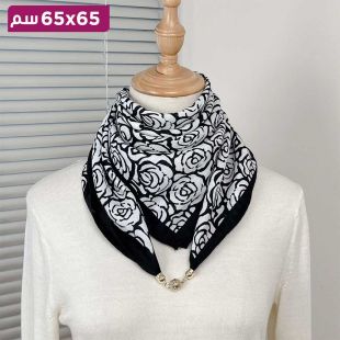 وشاح من البوليستر بتصميم ورود للنساء 65 × 65 سم