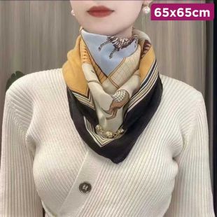 Polyester Colorful Design Scarf for Women 65 x 65 cm