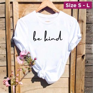 Women`s Summer Oversized Round Neck Short Sleeve Basic Top - Small Kind