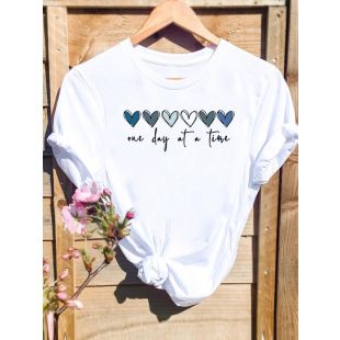 تيشيرت نسائي صيفي عصري برقبة مستديرة وأكمام قصيرة قصة فضفاضة