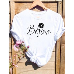 تيشيرت نسائي صيفي عصري برقبة مستديرة وأكمام قصيرة قصة فضفاضة