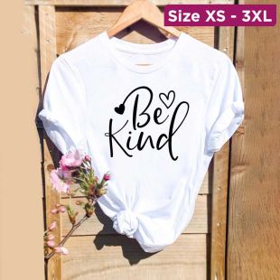Women`s Summer Oversized Round Neck Short Sleeve Basic Top - Be Kind