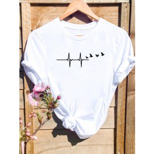 تيشيرت نسائي صيفي عصري برقبة مستديرة وأكمام قصيرة قصة فضفاضة