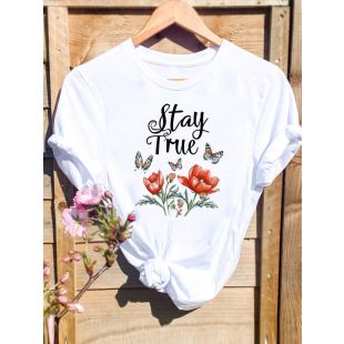 تيشيرت نسائي صيفي عصري برقبة مستديرة وأكمام قصيرة قصة فضفاضة