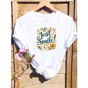 تيشيرت نسائي صيفي عصري برقبة مستديرة وأكمام قصيرة قصة فضفاضة