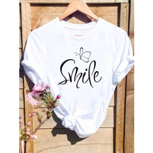 تيشيرت نسائي صيفي عصري برقبة مستديرة وأكمام قصيرة قصة فضفاضة