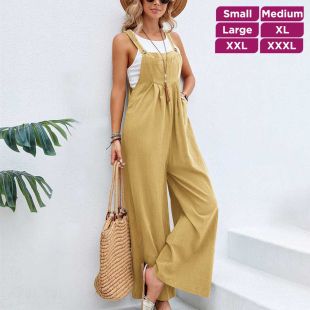Women's Solid Color Casual Strap Trousers