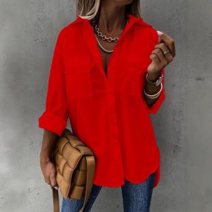 بلوزة واسعة بأكمام طويلة بستايل أوروبي للسيدات