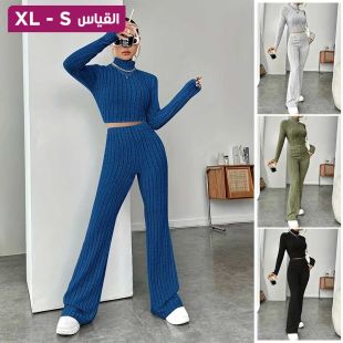 طقم بنطلون وتيشيرت بأكمام طويلة للسيدات