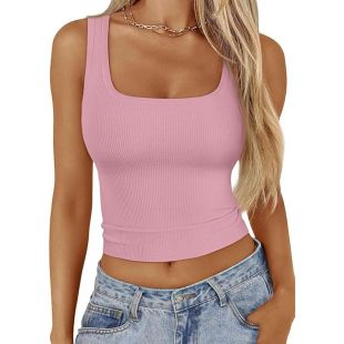 توب حمالة صدر قصيرة بياقة مربعة للسيدات