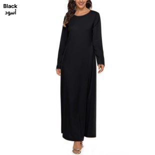 عباية لون أسود بأكمام طويلة للسيدات قياس 2XL-3XL