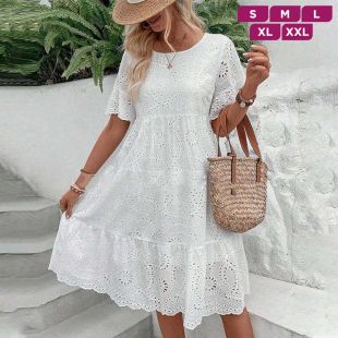 فستان قطن مزخرف بالدانتيل للسيدات