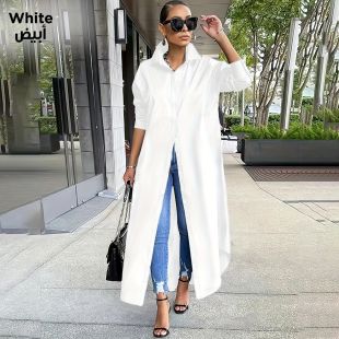 Elegant Loose Long Sleeve Plain Shirt for Women Size XL