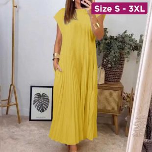 Spring Pleated Sleeveless Long Dress for Women