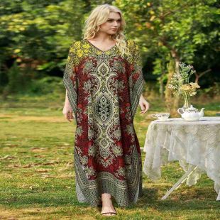 فستان مطبوع طويل فضفاض للسيدات