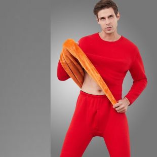 طقم تدفئة ببطانة مخملية ناعمة وياقة دائرية للرجال