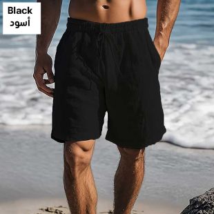 Linen and Cotton Shorts with Elastic Waist and Drawstring Size Large