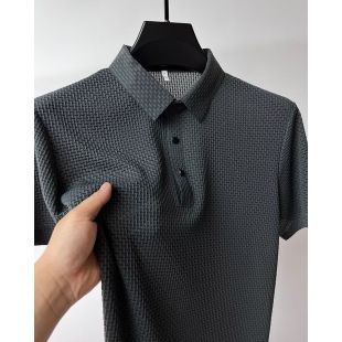 Men's Ice Silk Loose Short Sleeve Polo Shirt Size 3XL