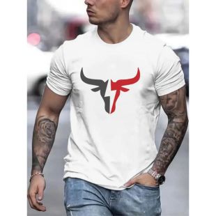 Casual Bull Head Design T-Shirt for Men