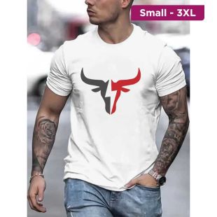 Casual Bull Head Design T-Shirt for Men