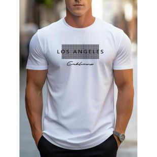 تيشيرت بتصميم LOS ANGELES للرجال مقاس صغير