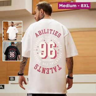 تيشيرت فضفاض صيفي بطبعة أرقام للرجال