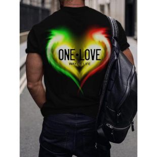 Men’s Casual T-Shirt with Colorful Heart Design