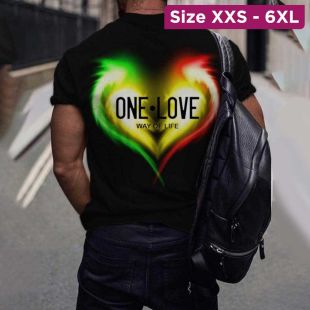 Men’s Casual T-Shirt with Colorful Heart Design