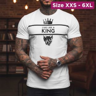 Men’s Casual T-Shirt with Live Like A King Print
