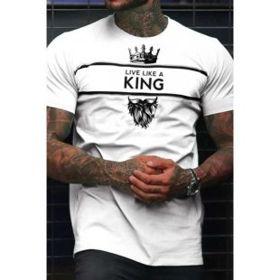 Men’s Casual T-Shirt with Live Like A King Print