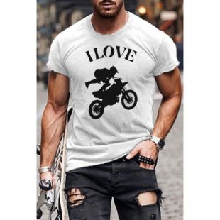 Men’s Summer Casual T-Shirt with Bike Design