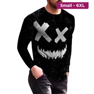 X-Eyes Print Autumn Long Sleeve T-Shirt For Men