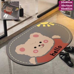 High Absorbent Bathroom Mat with Hello Bear Design