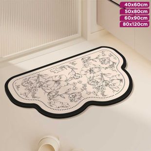 Floating Flower Shadow Cloud Shape Non-Slip Quick-Drying Bathroom Mat