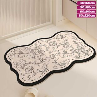 Floating Flower Shadow Wave Shape Non-Slip Quick-Drying Bathroom Mat