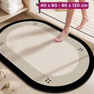 Simple Diatom Mud Quick-Dry Bathroom Floor Mat Straight Edge Round - indifferent Time
