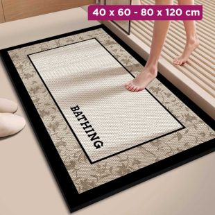 Simple Diatom Mud Quick-Dry Bathroom Floor Mat Rectangle-Chaohuayulu