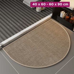 Linen Woven Non-Slip Bathroom Floor Mat Semicircle