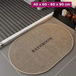 Linen Woven Non-Slip Bathroom Floor Mat Oval BATHROOM