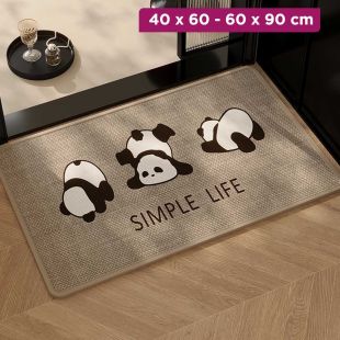 Linen Woven Non-Slip Bathroom Floor Mat Panda