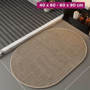 Linen Woven Non-Slip Bathroom Floor Mat Oval