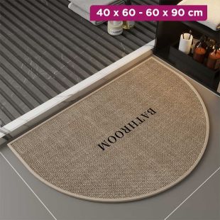 Linen Woven Non-Slip Bathroom Floor Mat Semicircle BATHROOM